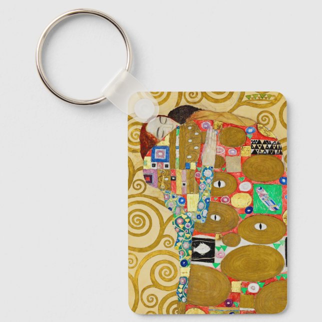 Gustav Klimt Fulfilment Nouveau Couple Key Ring (Front)