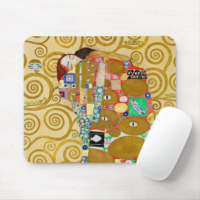 Gustav Klimt Fulfilment Nouveau Couple Mouse Pad (With Mouse)