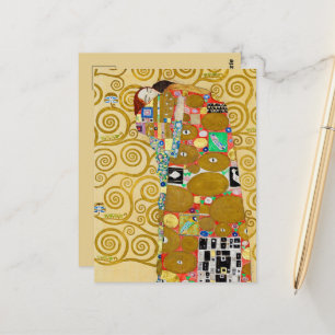 Gustav Klimt Fulfilment Nouveau Couple Postcard