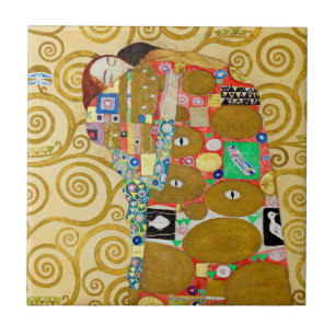 Gustav Klimt Fulfilment Nouveau Couple Tile
