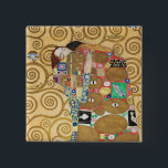 Gustav Klimt - Fulfilment, Stoclet Frieze 15 Cm Square Badge<br><div class="desc">The Tree of Life,  Stoclet Frieze,  Fulfilment Lovers - Gustav Klimt,  Cardboard,  1909</div>