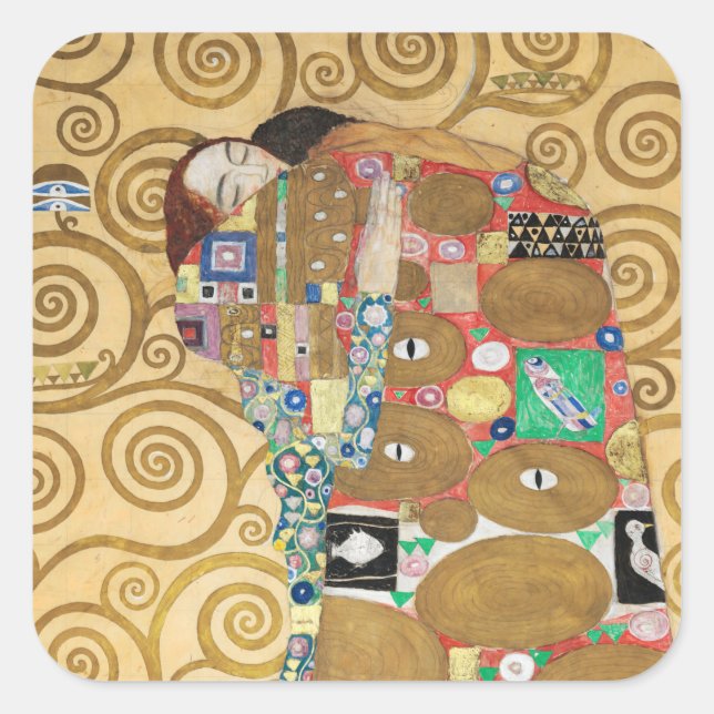 Gustav Klimt - Fulfilment, Stoclet Frieze Square Sticker (Front)