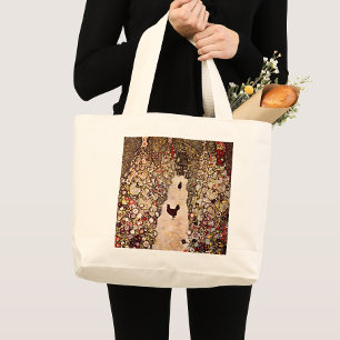 Gustav Klimt Garden Path Painting, Earthy Tones Large Tote Bag