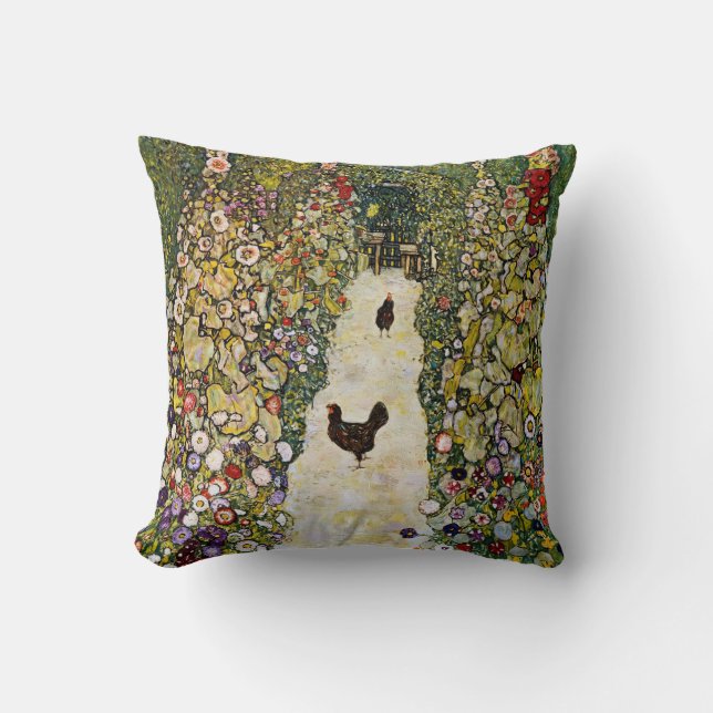 Gustav Klimt - Garden Path with Chickens Cushion (Front)