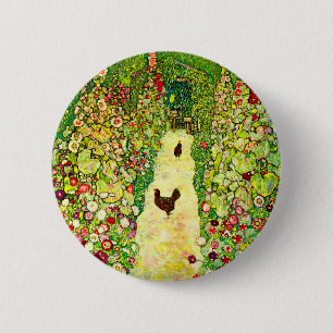 Gustav Klimt Garden with Chickens 6 Cm Round Badge