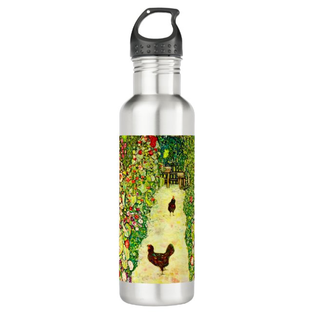 Gustav Klimt Garden with Chickens 710 Ml Water Bottle (Front)