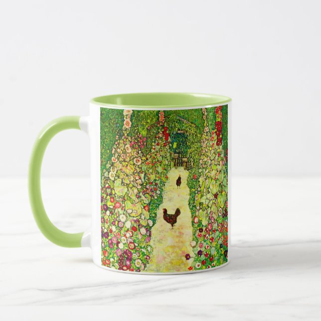Gustav Klimt Garden with Chickens Mug (Left)