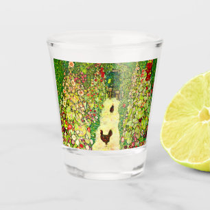 Gustav Klimt Garden with Chickens Shot Glass