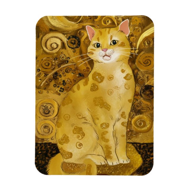 Gustav Klimt gold cute cat spoof, Gustav klimt art Magnet (Vertical)