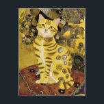 Gustav Klimt gold cute cat spoof, Gustav klimt art Postcard<br><div class="desc">Gustav Klimt gold cute cat spoof, Gustav klimt art Imagine a delightful fusion of feline charm and artistic grandeur. This artwork playfully spoofs the golden style of Gustav Klimt, featuring a scene far from the usual regal figures. In the centre of attention sits a captivatingly cute cat, its fur seemingly...</div>