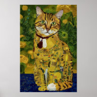 Gustav Klimt gold cute cat spoof, Gustav klimt art