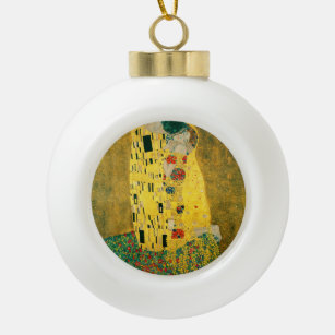 Gustav Klimt Golden Art The Kiss for Lovers Ceramic Ball Christmas Ornament