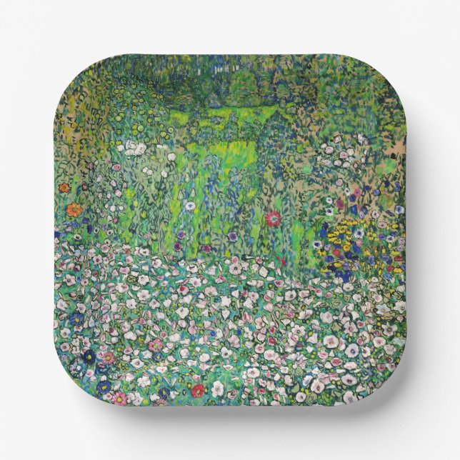 Gustav Klimt - Horticultural Landscape and Hilltop Paper Plate (Front)