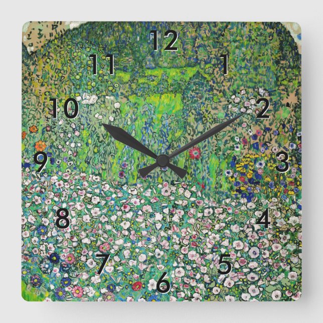 Gustav Klimt - Horticultural Landscape and Hilltop Square Wall Clock (Front)