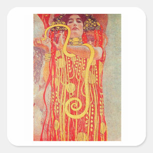 Gustav Klimt, Hygieia, Art Nouveau Square Sticker