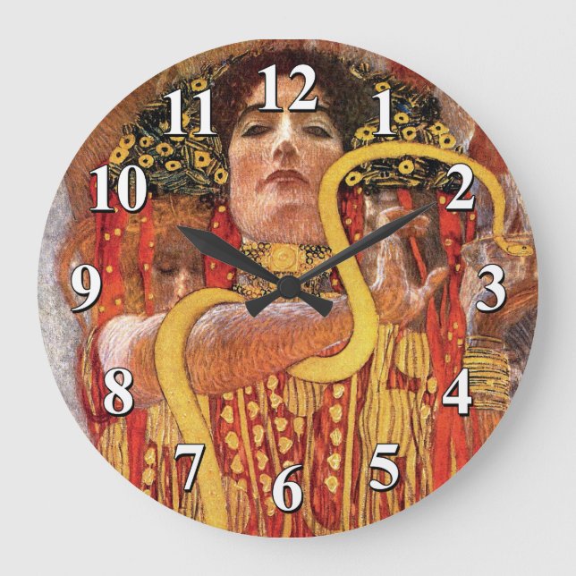 Gustav Klimt - Hygieia Medicine Goddess of Health Large Clock (Front)