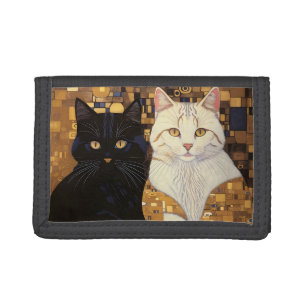 Gustav Klimt Inspired Two Cats In Bed Trifold Wallet