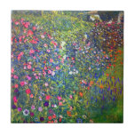 Gustav Klimt Italian Garden Tile<br><div class="desc">Tile featuring Gustav Klimt’s oil painting Italian Garden Landscape (1913). A beautiful garden of colourful flowers: red,  white,  pink,  purple. A great gift for fans of Art Nouveau and Austrian art.</div>