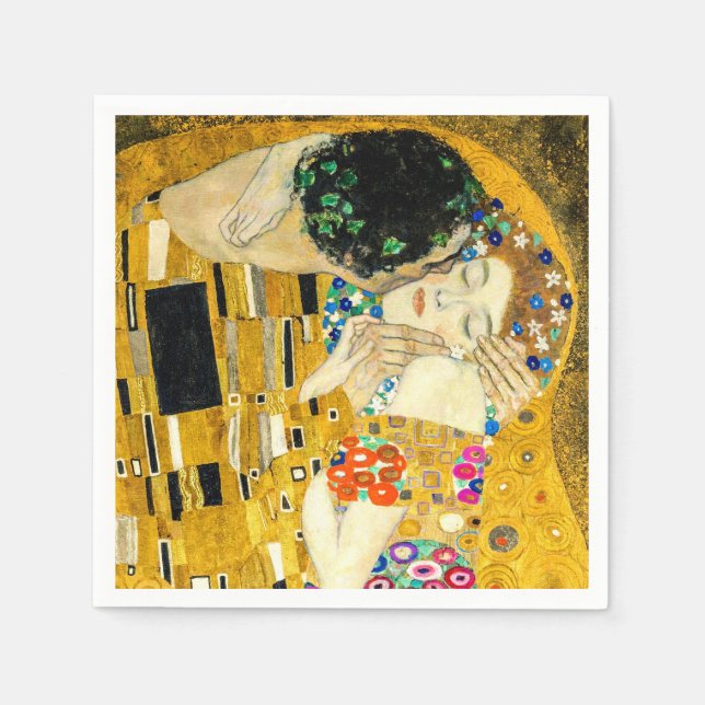 Gustav Klimt Kiss / Valentine's Day Romantic Art Napkin (Front)