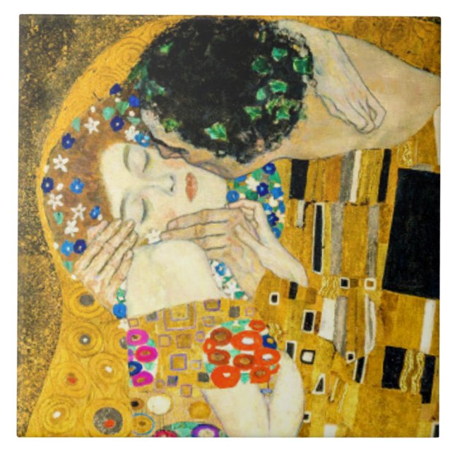 Gustav Klimt Kiss / Valentine's Day Romantic Art Tile (Front)