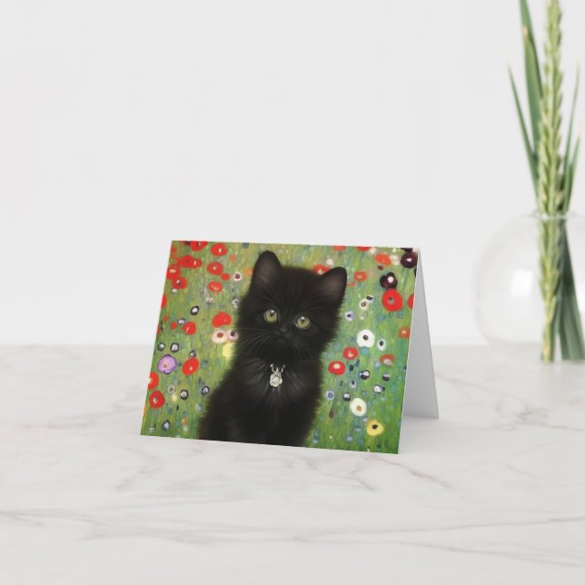 Gustav Klimt Kitten Invitation (Front)
