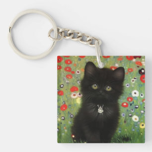Gustav Klimt Kitten Key Ring