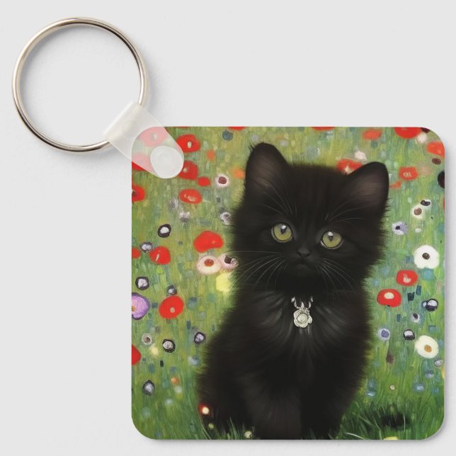 Gustav Klimt Kitten Key Ring (Front)