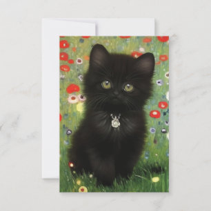 Gustav Klimt Kitten RSVP Card