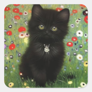 Gustav Klimt Kitten Square Sticker