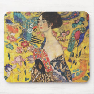 Gustav Klimt Lady With Fan Art Nouveau Painting Mouse Pad