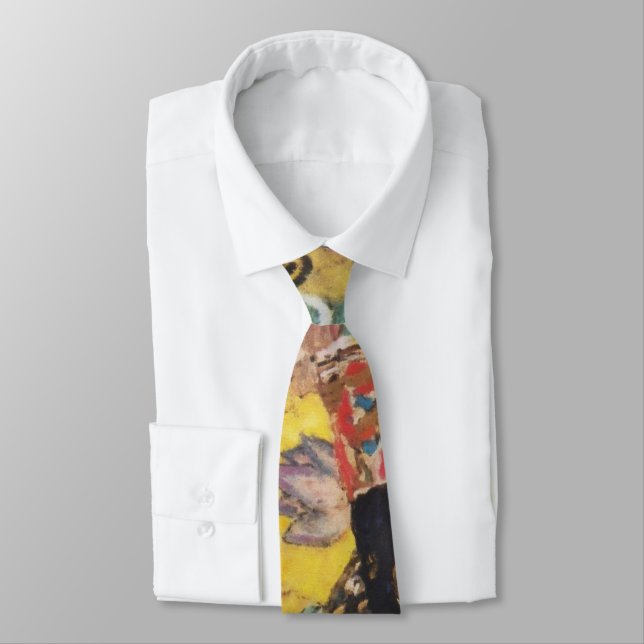 Gustav Klimt Lady With Fan Art Nouveau Painting Tie (Tied)