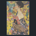 Gustav Klimt Lady With Fan Art Nouveau Painting Tissue Paper<br><div class="desc">Gustav Klimt Lady With Fan Art Nouveau Painting This half portrait of a beautiful woman shows a yellow background with asiatic ornaments, colourful birds and lotus flowers. The lady wears a dress in the style of a kimono imprinted with motives of a Chinese dragon dress. Beautiful artistic romantic decorative fine...</div>