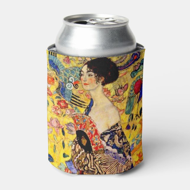 Gustav Klimt Lady with Fan Can Cooler (Can Front)