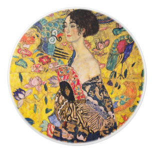 Gustav Klimt - Lady with Fan Ceramic Knob