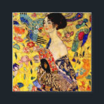 Gustav Klimt Lady with Fan Enclosure Card<br><div class="desc">Enclosure Cards featuring Gustav Klimt’s oil painting Lady with Fan (1918). A woman wearing a blue kimono holds a red fan against a colourful yellow background of flowers and peacocks. A great gift for fans of Japonisme and European art.</div>
