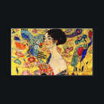 Gustav Klimt Lady with Fan Enclosure Card<br><div class="desc">Enclosure Cards featuring Gustav Klimt’s oil painting Lady with Fan (1918). A woman wearing a blue kimono holds a red fan against a colourful yellow background of flowers and peacocks. A great gift for fans of Japonisme and European art.</div>
