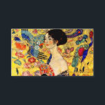 Gustav Klimt Lady with Fan Enclosure Card<br><div class="desc">Enclosure Cards featuring Gustav Klimt’s oil painting Lady with Fan (1918). A woman wearing a blue kimono holds a red fan against a colourful yellow background of flowers and peacocks. A great gift for fans of Japonisme and European art.</div>