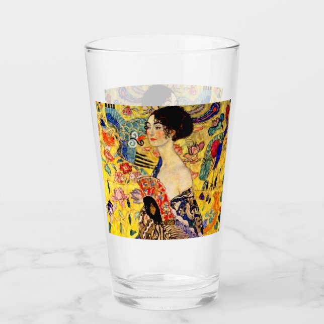 Gustav Klimt Lady with Fan Glass (Front)