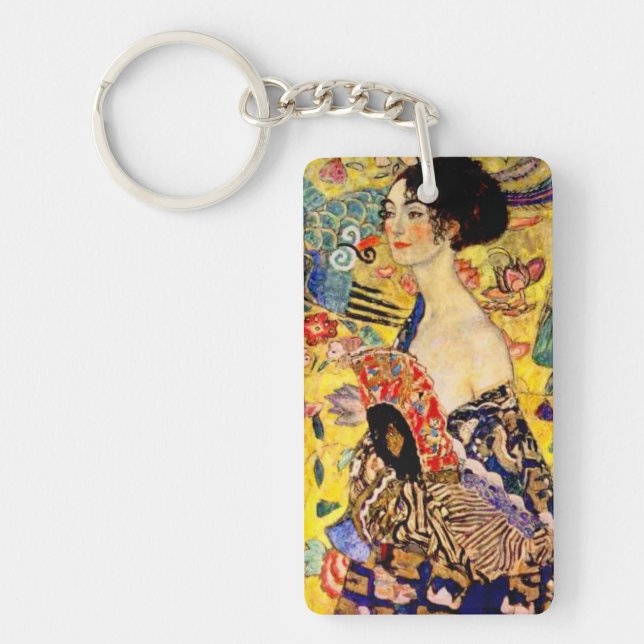Gustav Klimt Lady with Fan Key Ring (Front)