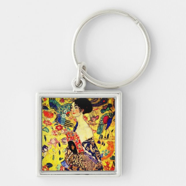 Gustav Klimt Lady with Fan Key Ring (Front)