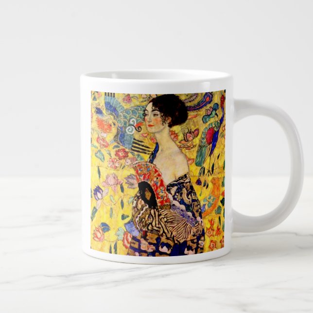 Gustav Klimt Lady with Fan Large Coffee Mug (Right)