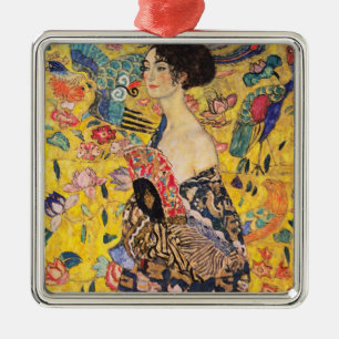 Gustav Klimt - Lady with Fan Metal Tree Decoration