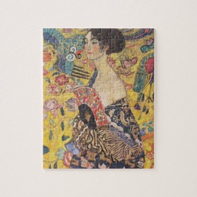 Gustav Klimt - Lady With Fan Painting Jigsaw Puzzle (Vertical)