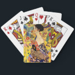 Gustav Klimt Lady with Fan Playing Cards<br><div class="desc">Playing Cards featuring Gustav Klimt’s oil painting Lady with Fan (1918). A woman wearing a blue kimono holds a red fan against a colourful yellow background of flowers and peacocks. A great gift for fans of Japonisme and European art.</div>