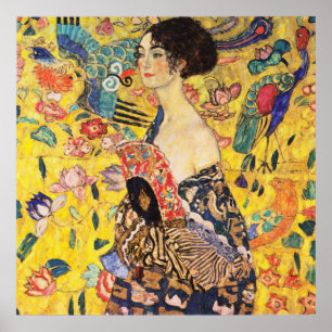 Gustav Klimt Lady With Fan Poster