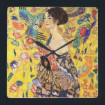 Gustav Klimt "Lady with fan" Square Wall Clock<br><div class="desc">私 はKlimtが 好 き な 人</div>