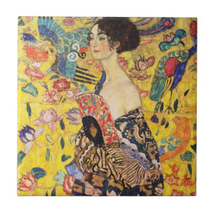 Gustav Klimt Lady With Fan Tile
