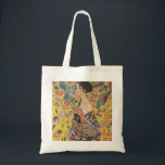 Gustav Klimt Lady With Fan Tote Bag<br><div class="desc">Gustav Klimt Lady With Fan Tote Bag. Oil painting on canvas from 1918. This is a fine late portrait from Gustav Klimt exhibiting his interest in Japonism. A great gift for fans of art nouveau,  Gustav Klimt,  and colourful symbolist painting.</div>