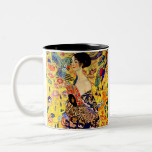 Gustav Klimt Lady with Fan Two-Tone Coffee Mug