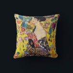 Gustav Klimt Lady With Fan vintage art nouveau Cushion<br><div class="desc">Gustav Klimt Lady With Fan vintage art nouveau</div>
